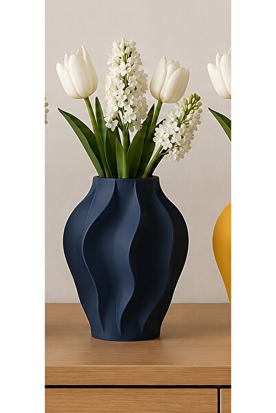 HANART Modern dekoratif şık vazo 20 cm lacivert