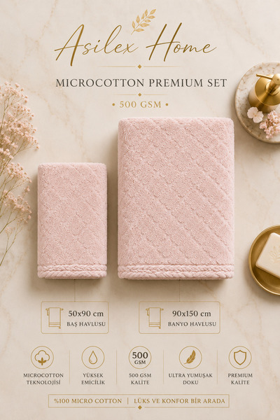 Asilex Home Collection Microcotton Premium 2'li Havlu Seti Ultra Yumuşak Bany...