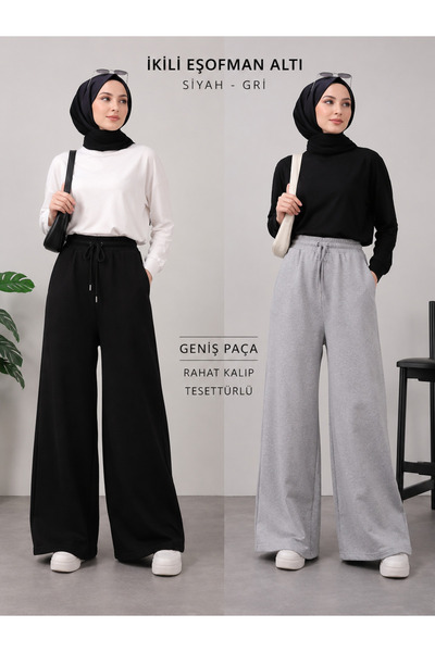 BERYY MODA Double Black and Gray Sweatpants - Conservative Clothing Suitable ...