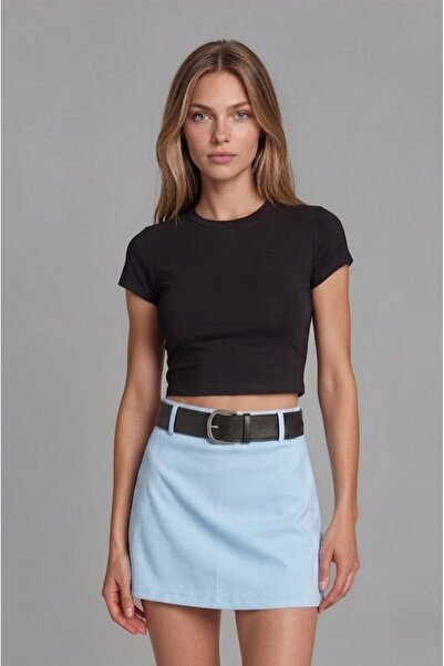 SLAW REZZ Women's Belt Detailed Mini Skirt with Shorts