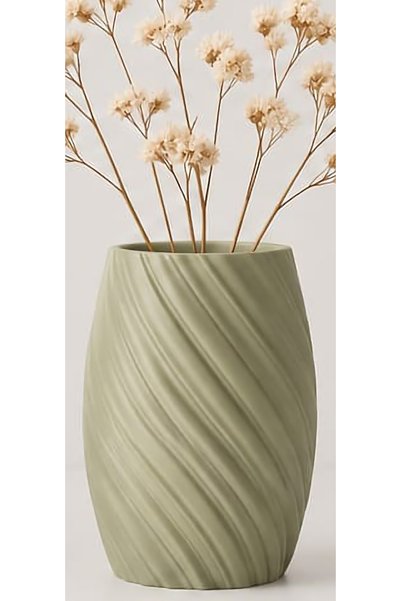 HANART Modern dekoratif şık vazo 20 cm haki yeşil
