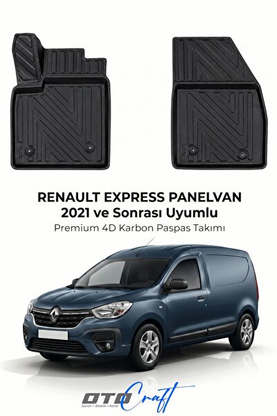 OTOCRAFT Renault Express Pv 2021 ve Sonrası 4D Karbon Havuzlu Paspas Su Geçir...