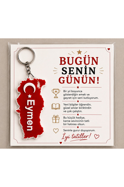 Kal Studio 10’lu Set Kişiye Özel İsimli Türkiye Haritası Anahtarlık - Karne H...