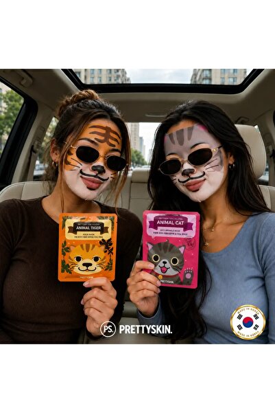 PS PRETTYSKIN Animal Tiger Aqua Mask & Animal Cat Anti-Wrinkle Mask Set of 6 25g