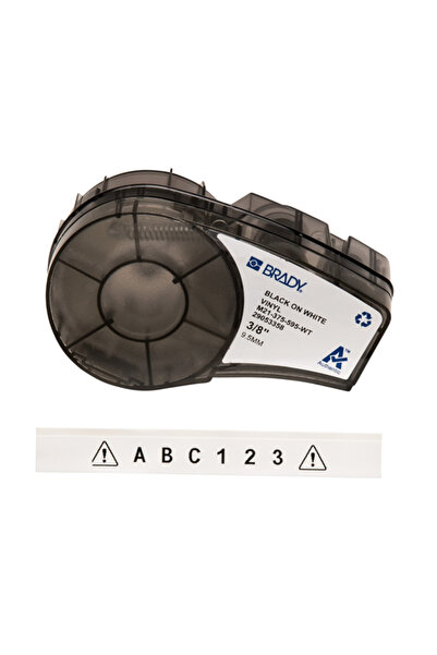 Brady M21-375-595-WT Vinyl Label Cartridge, Black on White, 9.5mm