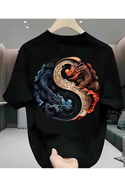 Panda Baskı Tekstil Dragon Printed Special Design Oversize Tshirt