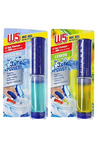 W5 Gel WC cu aplicator W5, set de 2 bucăți, 12 doze, parfum proaspăt și de lă...