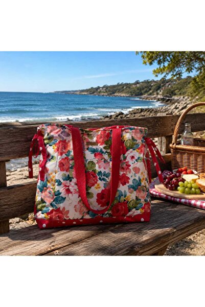 Elisss Design Picnic Bag, Baby Bag, Beach Bag, Lunchbag, Floral Patterned Wom...