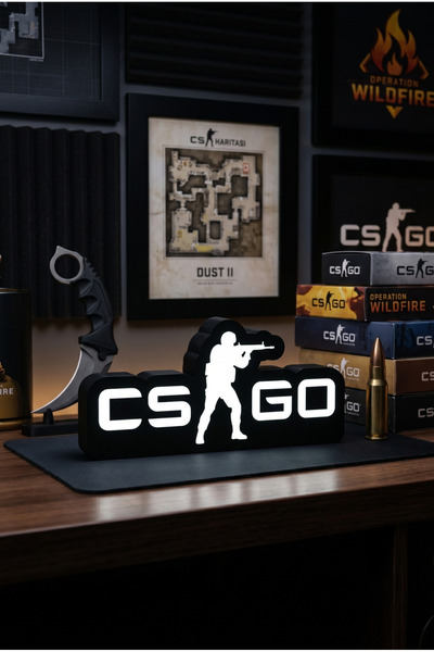 Ahenk Tasarımlar 3D CS:GO Dekoratif Masaüstü Oyuncu Logosu - Kendin Yap Işıkl...