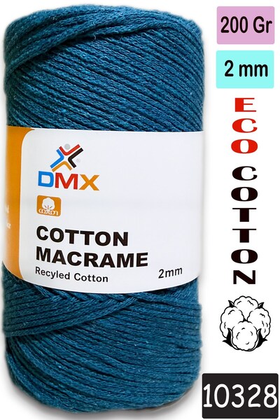 Diva İplik DMX 2 mm - Premium pamučni makrame konopac - pamučni lanac za makr...