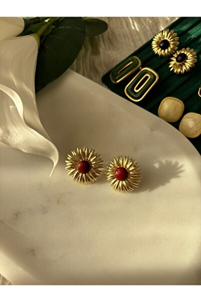 Alina Jewelry Bordo güneş küpe