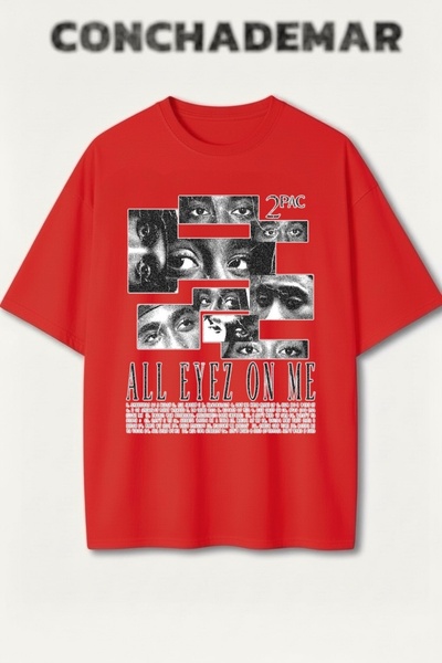 Vordevia 2Pac Printed Colorful Oversize T-Shirt Printed Premium Oversize Cott...