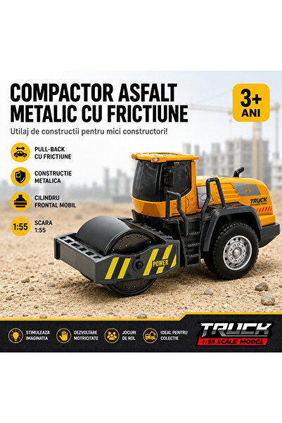 Bebelul Compactor asfalt metalic cu frictiune scara 1:55 XU YE Construction T...
