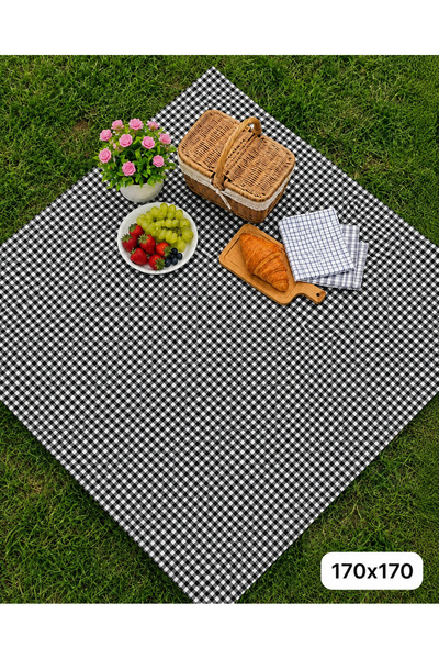 cmn home Kareli Piknik Örtüsü 170x170 cm Hafif Katlanabilir Kamp Bahçe ve Pla...