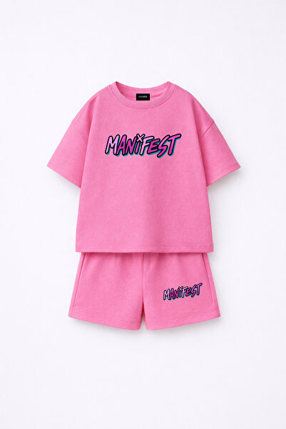 fasardi Set pentru copii din 2 piese, tricou și pantaloni scurți, cu logo Man...