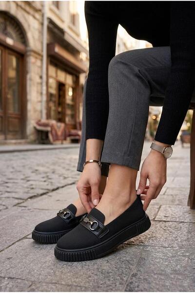 fort Ventes 346415 Comfortable Knitwear Loafer Women's Shoes with Stone Buckl...
