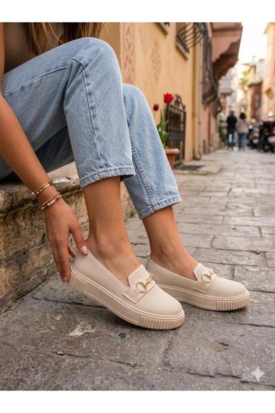fort Ventes 346415 Comfortable Knitwear Loafer Women's Shoes with Stone Buckl...