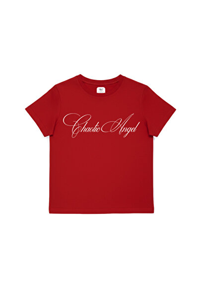 WHITE OF CREATIVE Kadın Chaotic Angel Yazılı Baskılı Baby Tee