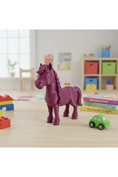 OEM Decorative Braided Mane Horse Figurine 7 cm - Purple red matte composite