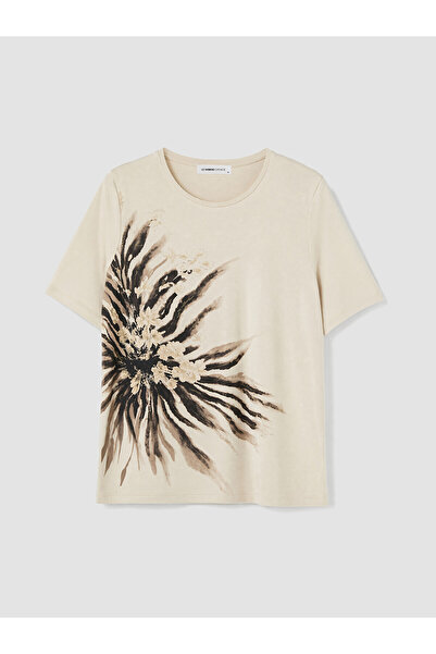 LC Waikiki Nevavm Women's T-Shirt with Oval Collar Pattern