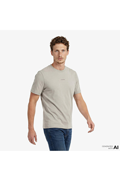 Calvin Klein Stretch Cotton Pique Nano Erkek Kahverengi T-Shirt