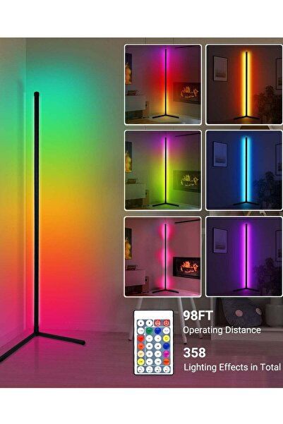 Generic Smart RGB Gradient Corner Floor Lamp – Remote Controlled Multicolor L...