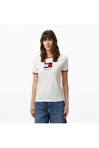 Tommy Hilfiger Novelty Kadın Beyaz T-Shirt