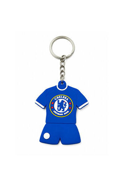 Chelsea FC Jersey Keychain PVC Fan Accessory with Raised Crest, Metal Ring, D...