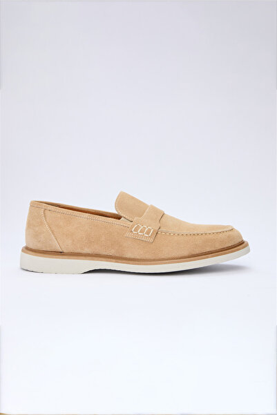 İmza Beige Laceless Suede 100% Leather Shoes 1033260166