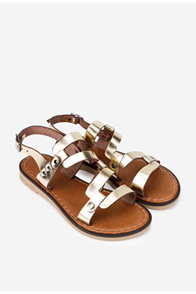 Dasha Women's golden Leather Sandals