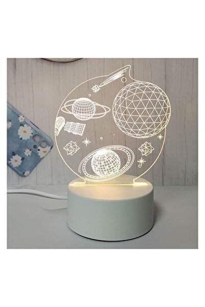 OEM Lampă de Veghe pentru Copii, Model Spațiu, Alb, alimentare USB, Lumină Bl...