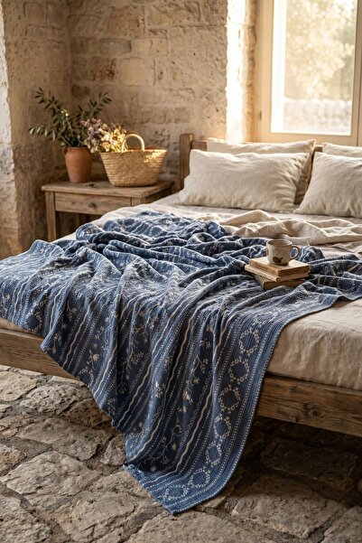 Menderes Home Cotton Collection Pat individual Piqué Albastru Cottage 160x230