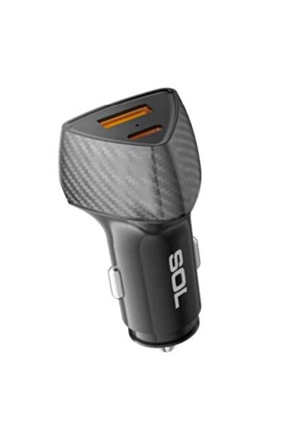 SOL شاحن سيارة قوي، منفذ مزدوج USB-A و USB-C، شحن سريع 38 واط، تقنية QC 3.0، ...