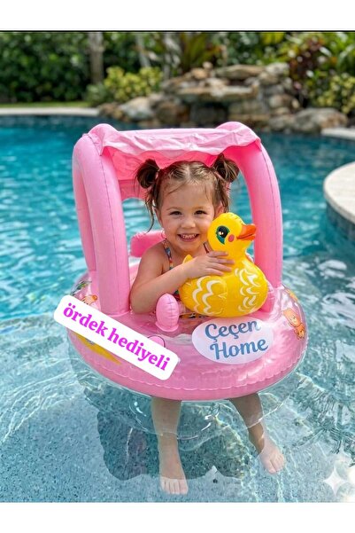 ÇEÇEN HOME Baby Pool Float - Comfortable Design with Canopy and Stylish Strip...