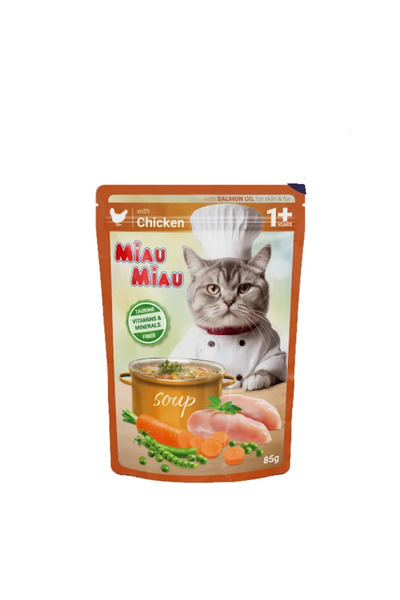 OEM MIAU MIAU SOUP WITH CHICKEN AND VEGETABLES, 85G BAG