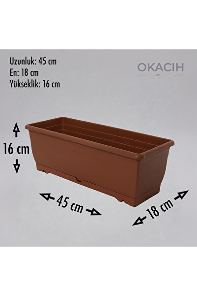 okacih Kiremit Rengi Saksı 11 Lt - Pencere Önü ve Balkon İçin Dekoratif Çiçeklik