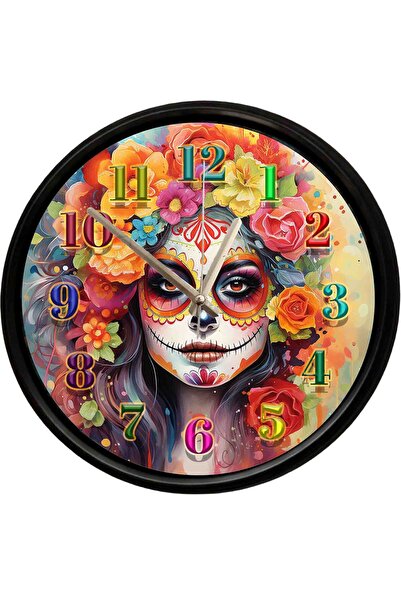 Caseras Decorative Wall Clock with Colorful Festival Mask Design 28 cm Silent...