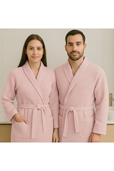 Pucioasa Halat baie gofrat unisex, bumbac 100%, XL/XXL, Roz