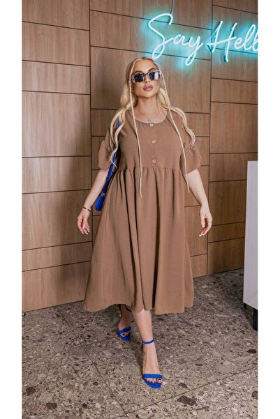 Bigsize Women's dress plus size cu nasturi si buzunare aplicate 5241-24
