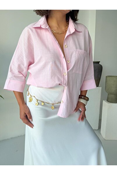 CrepTekstil Crep Women's Cotton Shirt – Oversized Pocketed Buttoned Summer Co...