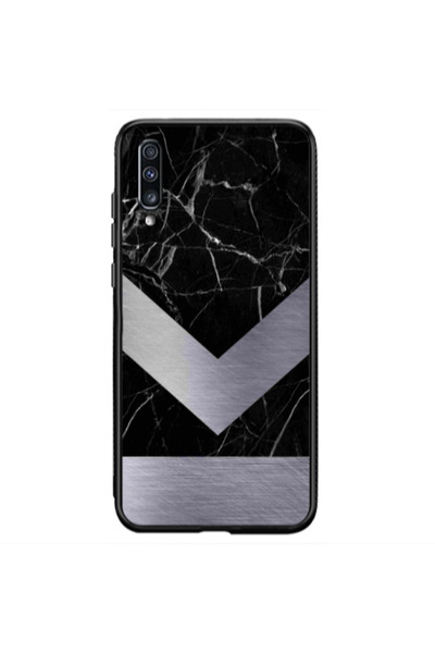 Other Samsung A50 Marble Arrow Down Black Glossy Θήκη