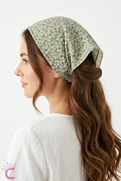 Cinderella Wildflower Patterned Aerobin Elastic Hair Bandana Green - Summer V...
