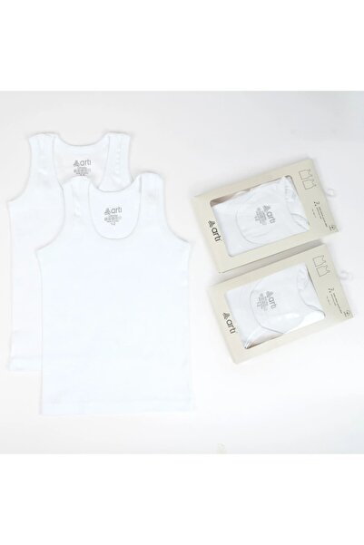 Katamino 1-14 Years Old Boys' White Ribbed 2-Piece 100% Cotton Undershirt Und...