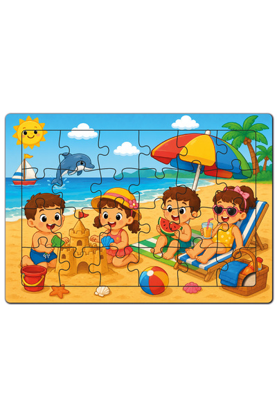 minİQ toys A Day at the Beach Wooden Puzzle (24 Pieces)