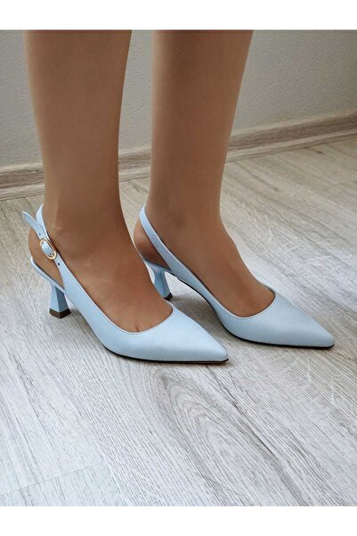 Elda Style Women's Shoes Bebe Mavisi Hakiki Deri Sivri Burun Kadın Stiletto (...