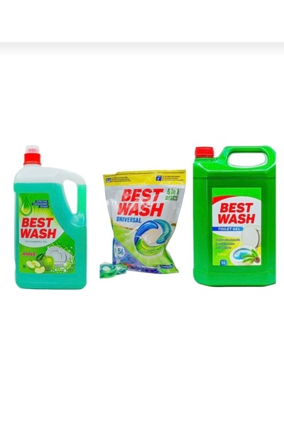 BESTWASH Pachet XXL Detergent Vase Măr 5L, Capsulă 4în1 Universală, Detartran...