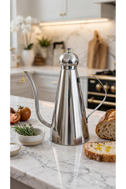 zezedesing Premium Paslanmaz Çelik Zeytinyağlık 1000 ml - Damlatmaz İnce Kuğu...