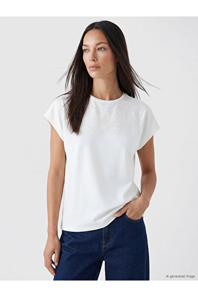 LC Waikiki Trendlucky Embroidered Blouse with Oval Collar and Contrast