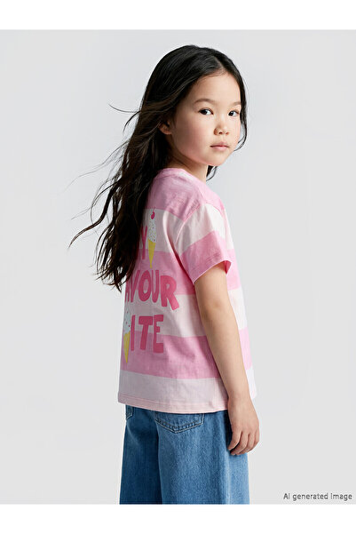LC Waikiki Peak New Season Crew Neck Striped Girls' T-Shirt