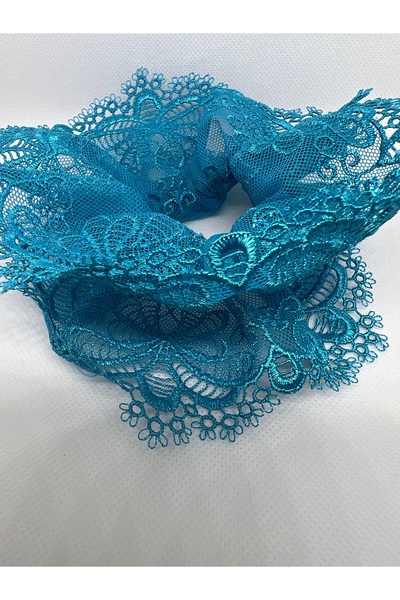 OIA Atelier Turquoise Guipure Bun Scrunchie Rubber Hair Tie
